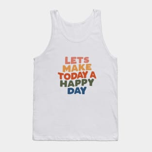 Lets Make Today a Happy Day in Grey, Peach, Orange, Green and Navy Blue Tank Top